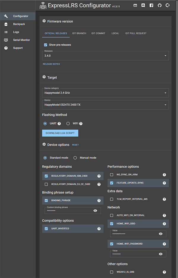 2400 TX Options